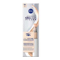 Nivea Hyaluron Cellular Filler 3In1 Eye Care Concealer крем корректирующий темные круги под глазами 01 Light 4мл