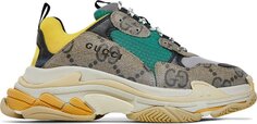 Кроссовки Gucci x Balenciaga Triple S The Hacker Project - Beige Yellow, коричневый