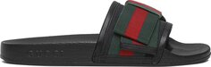 Сандалии Gucci Wmns Satin Slide Web Bow, черный