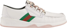Кроссовки Gucci Leather Web Lace Up Low White, белый
