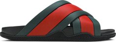 Сандалии Gucci Rubber Slide Green Red, зеленый