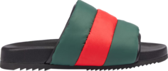 Сандалии Gucci Padded Web Slide Green Red, зеленый