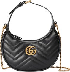 Сумка Gucci GG Marmont Half-Moon-Shaped Mini Bag Nero, неро