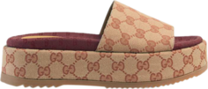 Сандалии Gucci Wmns GG Slide Sandal Monogram - Beige Brick Red, коричневый