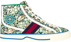 Кроссовки Liberty of London x Gucci Wmns Tennis 1977 High Floral - Light Blue Green, зеленый