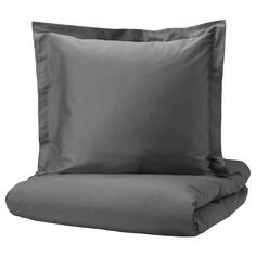 Комплект постельного белья Ikea Luktjasmin, 2 предмета, 155x220/80x80 см, темно-серый