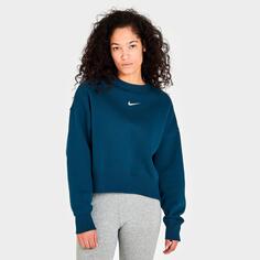 Женская флисовая толстовка оверсайз с круглым вырезом Nike Sportswear Phoenix, синий