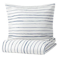 Комплект постельного белья Ikea Pagodtrad, 3 предмета, 240x220/80x80 см, белый/синий
