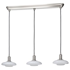 Подвесной светильник с 3 лампами Ikea Tallbyn, 89 см, никелированный/молочный стекло
