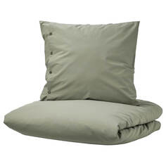 Комплект постельного белья Ikea Krakrismott, 2 предмета, 155x220/80x80 см, зеленовато-серый