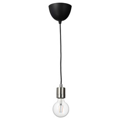 Подвесной светильник с лампочкой Ikea Skaftet / Lunnom, никелированное покрытие/ прозрачное стекло
