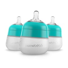 Бутылочки для кормления 3 шт. по 150 мл Nanobebe Anti-Colic, бирюзовый