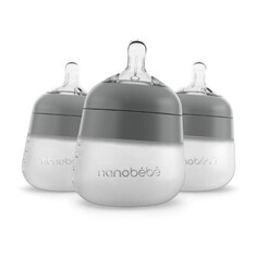 Бутылочки для кормления 3 шт. по 150 мл Nanobebe Anti-Colic, серый