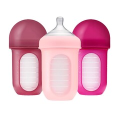 Бутылочки для кормления 4 шт. по 250 мл. Boon Nursh Collapsible Silicone Pouch Design, розовый