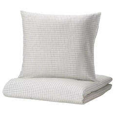 Комплект постельного белья Ikea Akerfibbla, 2 предмета, 155x220/80x80 см, белый/клетка