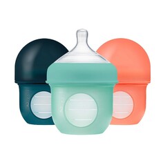 Бутылочки для кормления 3 шт. по 118 мл Boon Nursh Reusable Silicone, мятный/оранжевый/зеленый