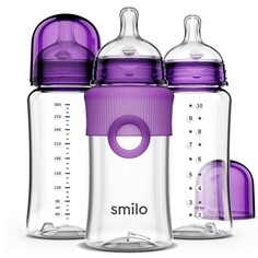 Бутылочки для кормления 3 шт. по 295 мл Smilo Anti-Colic Feeding, фиолетовый