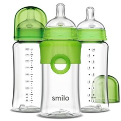 Бутылочки для кормления 3 шт. по 295 мл Smilo Anti-Colic Feeding, зеленый