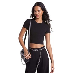 Футболка Michael Michael Kors Ribbed Stretch Viscose Cropped, черный