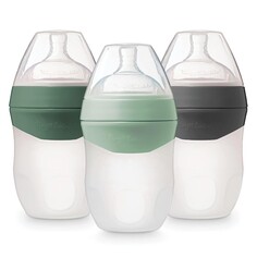 Бутылочки для кормления 3 шт. по 250 мл Tiny Twinkle Silicone, мятный/оливковый/серый