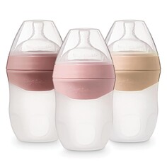 Бутылочки для кормления 3 шт. по 180 мл Tiny Twinkle Silicone, серо-коричневый/розовый/песочный