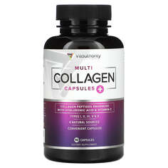 Multi Collagen Capsules Plus Vitamin C, гиалуроновая кислота, без добавок, 90 капсул Vitauthority