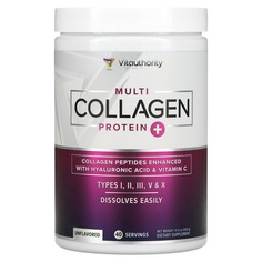 Multi Collagen Protein Plus Vitamin C, гиалуроновая кислота, без добавок, 320 г (11,3 унции) Vitauthority