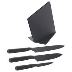 JÄMFÖRA ЭМФЁРА 3 ножа+подставка, черный IKEA