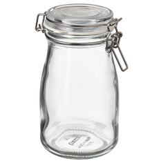 KORKEN Банка в форме бутылки с крышкой, прозрачное стекло, 0,4 л IKEA