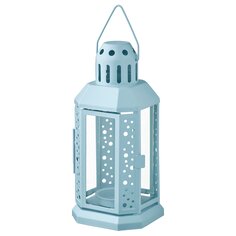 ENRUM Тепловой фонарь-свеча для наружного/внутреннего использования, бледно-голубой, 22 см IKEA
