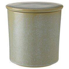 HEDERSAM Ароматическая свеча, керамический горшок+крышка, свежескошенная трава/светло-зеленый, 60 час. IKEA