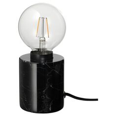 MARKFROST / LUNNOM Настольная лампа+лампа, мрамор черный/сферический прозрачный IKEA