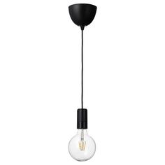 SUNNEBY / LUNNOM Потолочный светильник+лампа, черный/прозрачное стекло IKEA