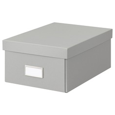 HOVKRATS Ящик для хранения с крышкой, светло-серый, 23x32x14 см IKEA