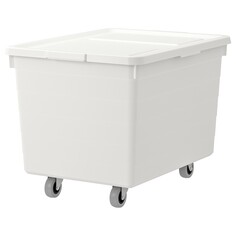 SOCCERBIT Коробка с крышкой + колесиками, белая, 38x51x37 см IKEA