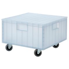 PANSARTAX Коробка с крышкой + колесики, прозрачная серо-голубая, 33x33x16,5 см IKEA