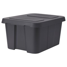 KLÄMTARE КЛЭМТАРЕ Коробка с крышкой для внутреннего/наружного использования, темно-серый, 58x45x30 см IKEA