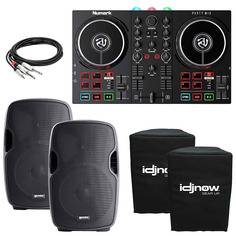 DJ-контроллер Numark Party Mix II с подсветкой и 2 динамиками Gemini 12&quot; PA Numark Party Mix II DJ Controller w Lights &amp; 2 Gemini 12&quot; PA Speakers