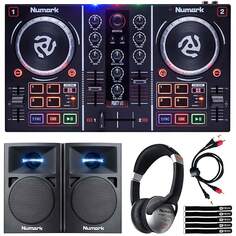 DJ-контроллер Numark Party Mix II со световым шоу + динамики и наушники Numark Party Mix II DJ Controller with Lightshow + Speakers &amp; Headphones