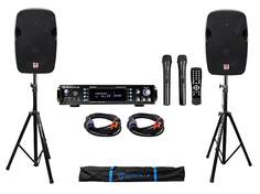 DJ-пакет с (2) 12-дюймовыми динамиками 1200 Вт + Bluetooth-усилитель + стойки + кабели + сумка Rockville (2) SPGN124+RVSS2+RPA70WBT DJ PACK 1