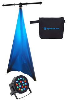 Rockville RVLS1 10-футовый штатив для освещения подставки для дерева + ткань для холста + номинальная банка для мытья света RVLS1+RSC7W+RockPAR50