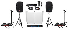 DJ-пакет с (2) 12-дюймовыми динамиками + Bluetooth-усилитель + фасад + микрофоны + стойки + кабели + сумка Rockville (2) SPGN124+RVSS2+RPA70WBT DJ PACK 3