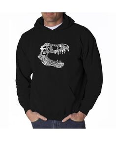 Мужская толстовка с капюшоном word art - t-rex skull LA Pop Art, черный