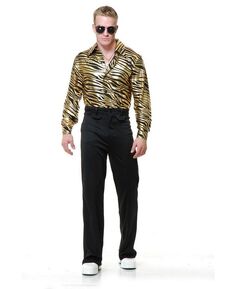 Мужская рубашка в стиле диско с принтом под зебру, золото BuySeasons