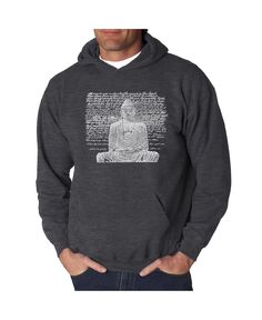 Мужская толстовка с капюшоном word art - дзен будда LA Pop Art, темно-серый