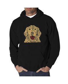 Мужская толстовка с капюшоном word art - собака LA Pop Art, черный