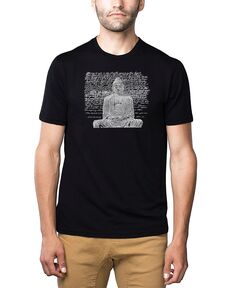 Мужская футболка премиум-класса с надписью word art - будда дзен LA Pop Art, черный