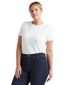 Эластичная хлопковая футболка больших размеров Lauren Ralph Lauren, белый