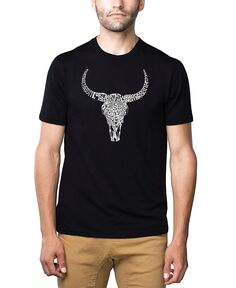 Мужская футболка премиум-класса word art - техасский череп LA Pop Art, черный