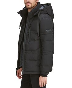 Мужская мятая пуховая куртка huxley со съемным капюшоном Marc New York, черный